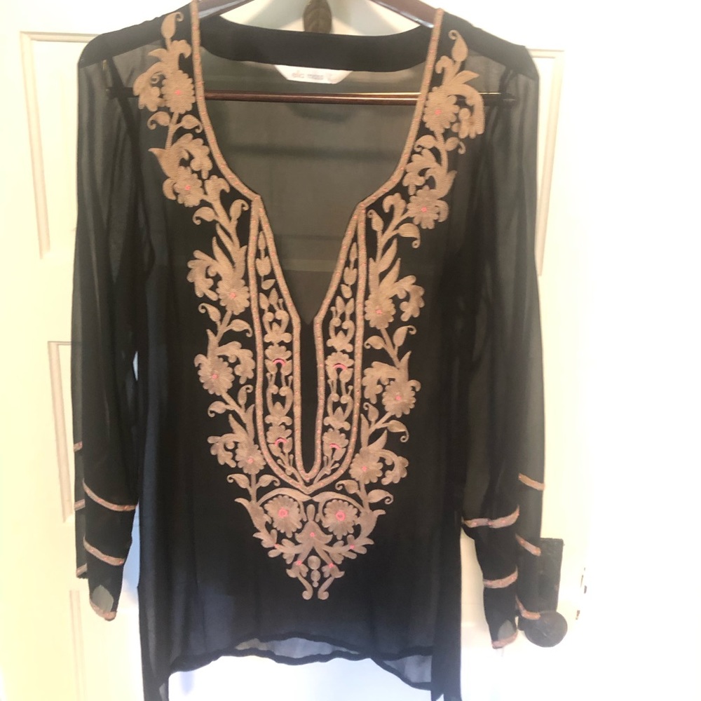Sheer black Embroidered / bead Ella Moss dress top